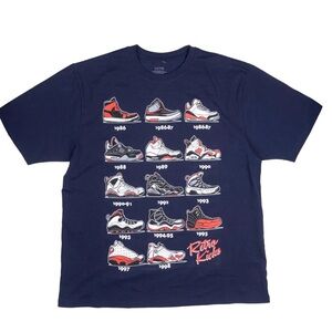 Vibrant Blue and Red Short Sleeve Tee with Sneaker Art